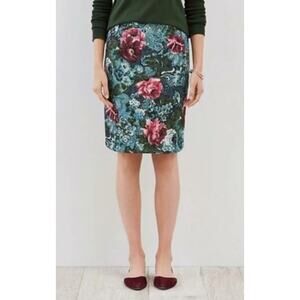 J. Jill Floral Pencil Skirt in Teal and Rose